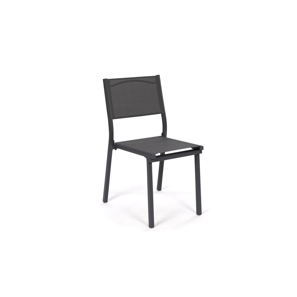 Lot de 6 chaises de jardin empilables en textilène grises