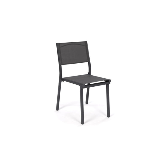 Lot de 6 chaises de jardin empilables en textilène grises