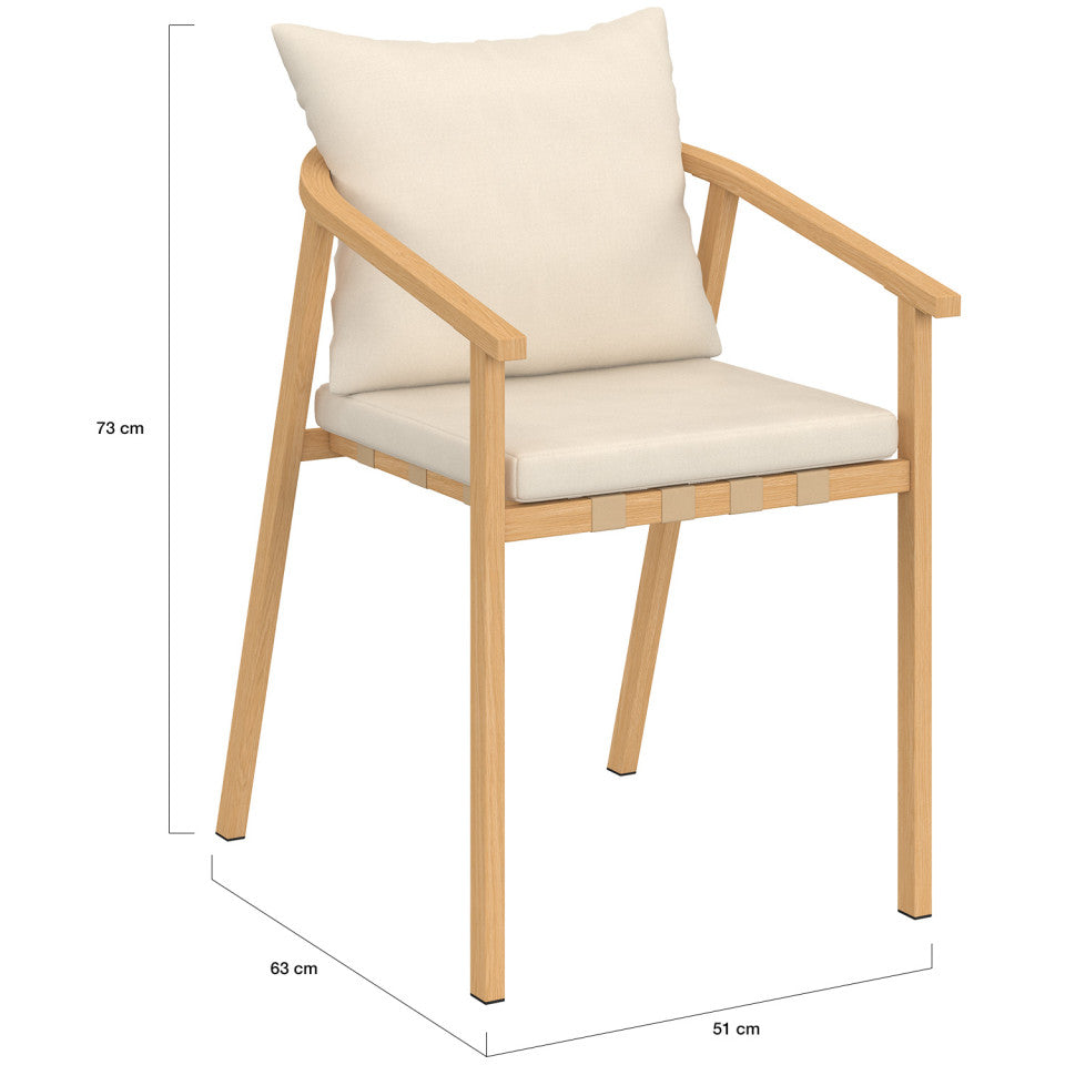 Lot de 4 chaises de jardin Paros métal effet bois et beige