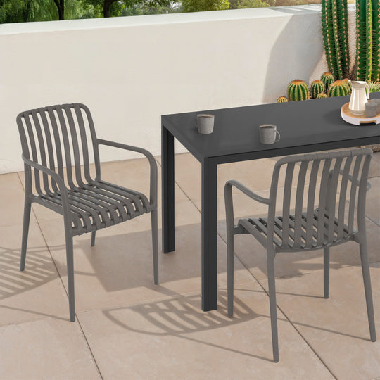 Lot de 4 chaises de jardin empilables Oviedo polypropylène gris
