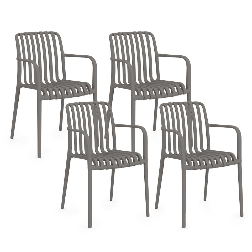 Lot de 4 chaises de jardin empilables Oviedo polypropylène gris