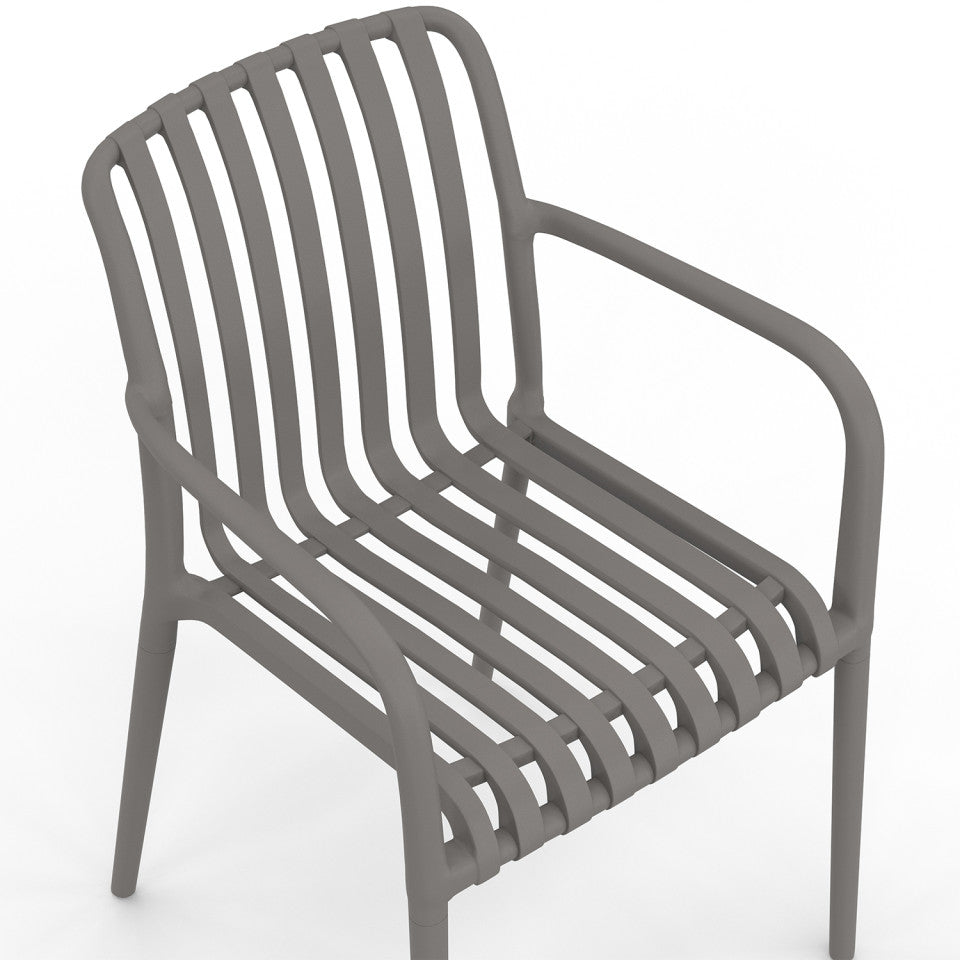 Lot de 4 chaises de jardin empilables Oviedo polypropylène gris