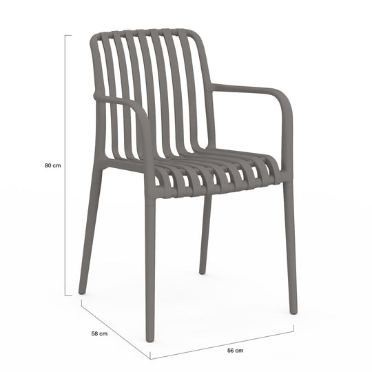 Lot de 4 chaises de jardin empilables Oviedo polypropylène gris