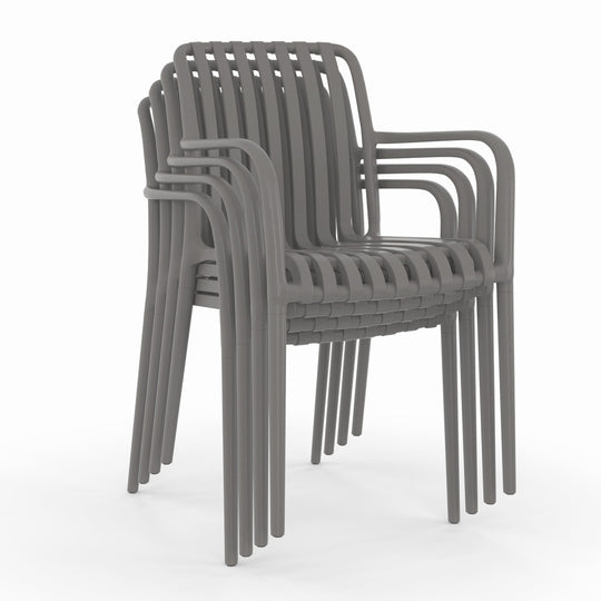 Lot de 4 chaises de jardin empilables Oviedo polypropylène gris