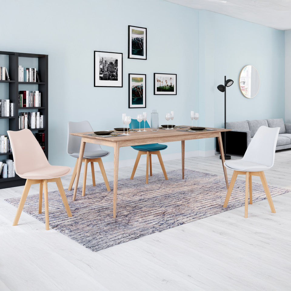 Lot de 4 chaises scandinaves Nordia mix couleurs (Blanc/Rose/Bleu/Gris)