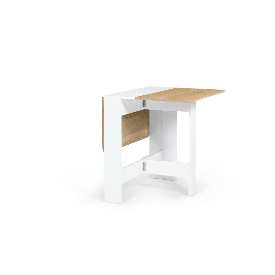 Table console pliable Andy avec rangement noir/hetre