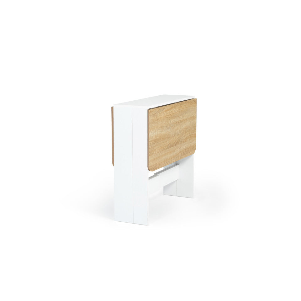 Table console pliable Andy avec rangement noir/hetre