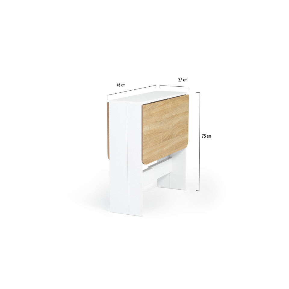 Table console pliable Andy avec rangement noir/hetre