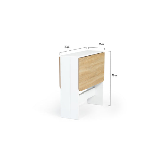 Table console pliable Andy avec rangement noir/hetre
