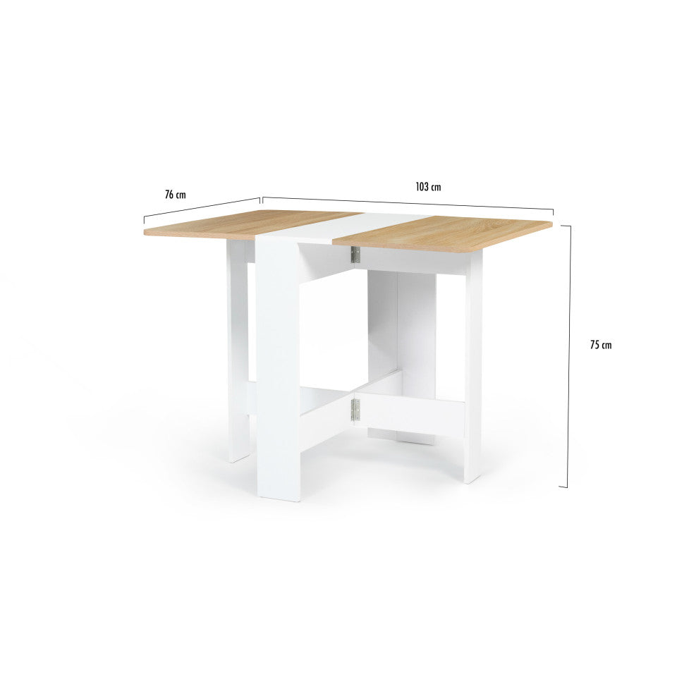 Table console pliable Andy avec rangement noir/hetre