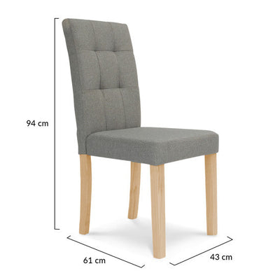 Lot de 6 chaises Polly en tissu gris et pieds bois