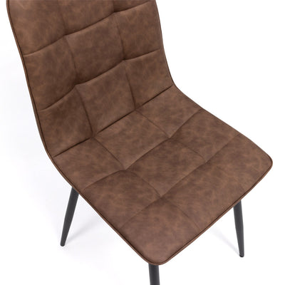 Lot de 4 chaises Linda simili cuir marron et pieds métal noirs