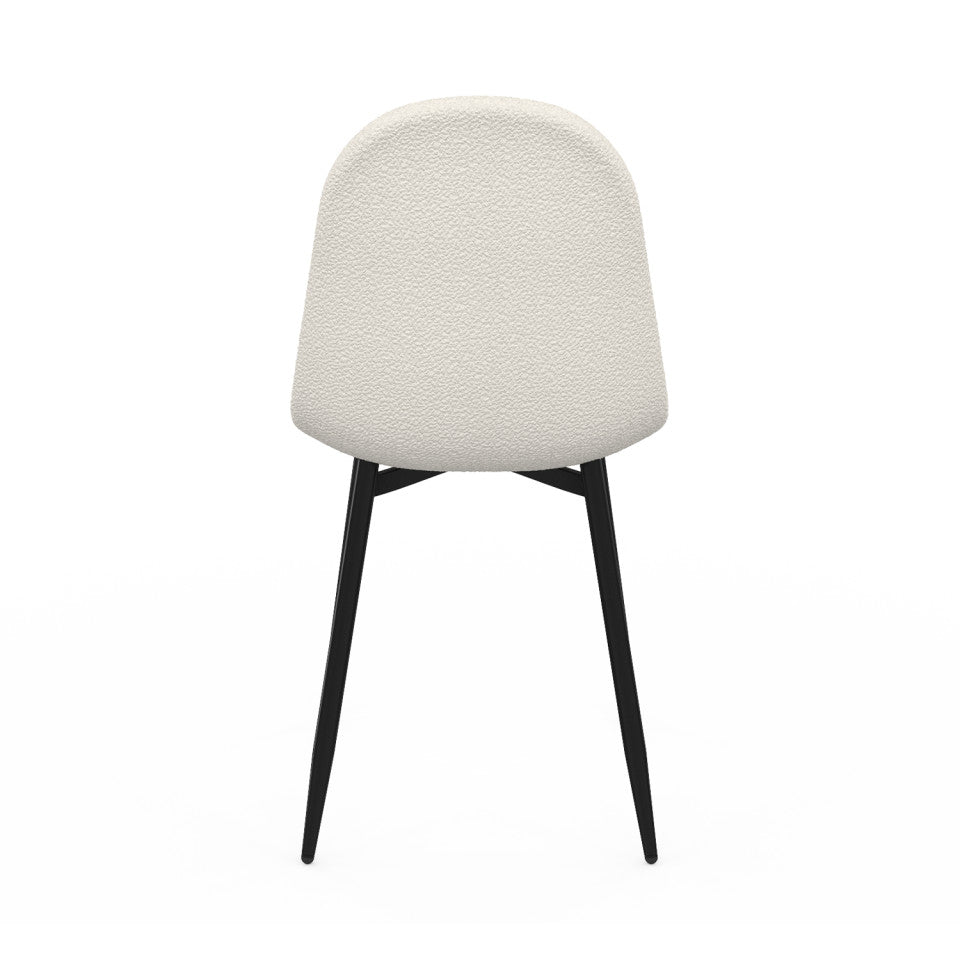Lot de 4 chaises Sofia en bouclette Blanche et pieds métal Noirs