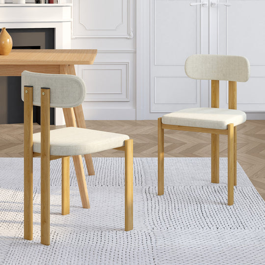 Lot de 2 chaises Elsa en tissu beige et pieds métal
