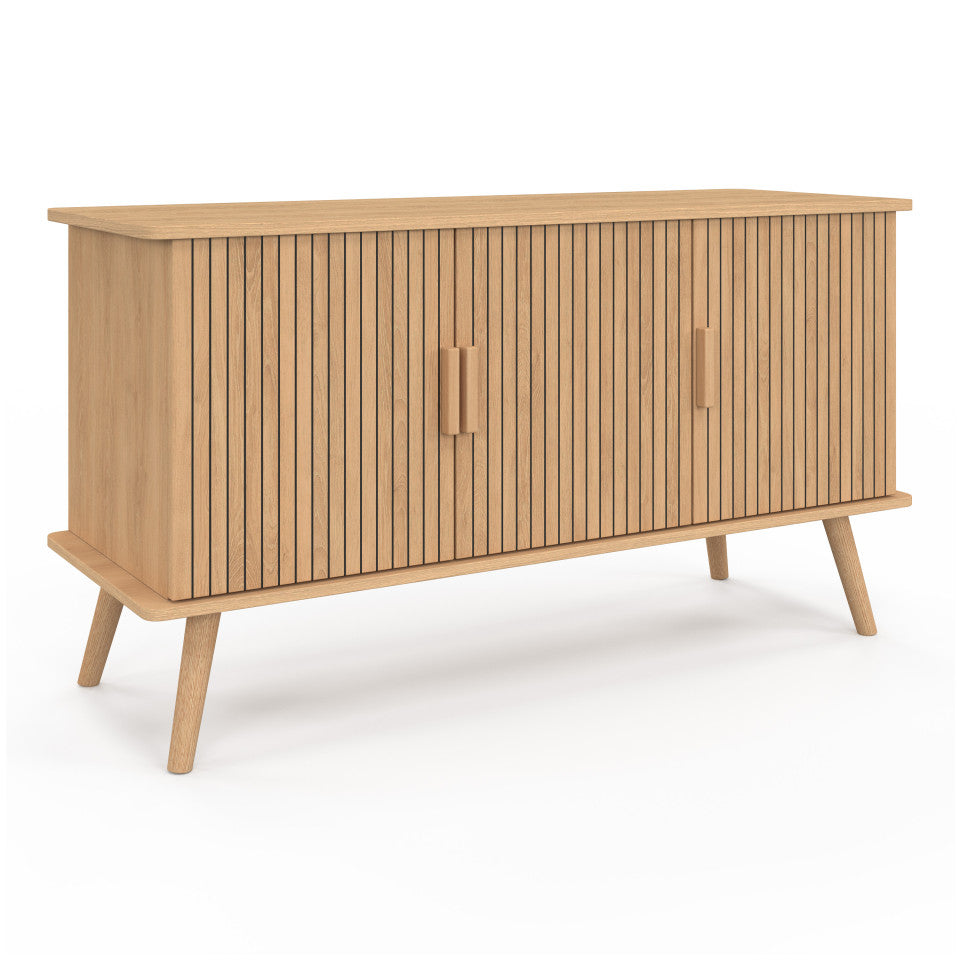 Buffet FAUSTINE 3 portes effet lattes – L110 cm