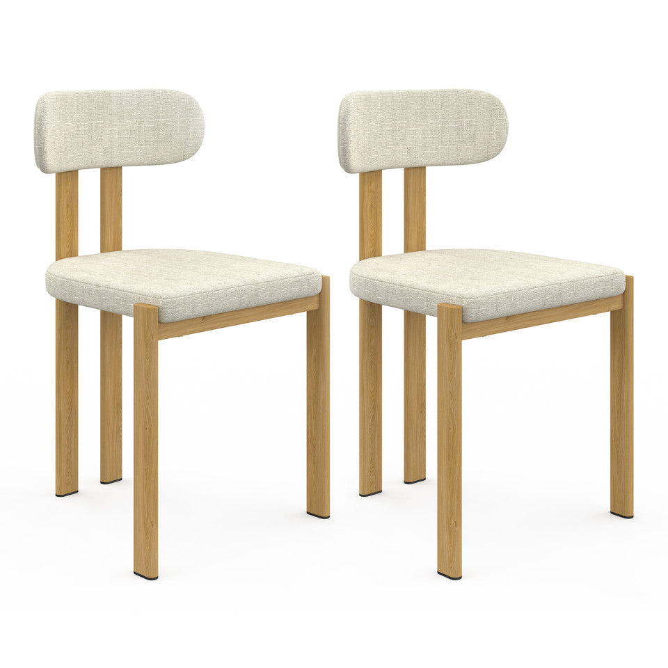Lot de 2 chaises Elsa en tissu beige et pieds métal