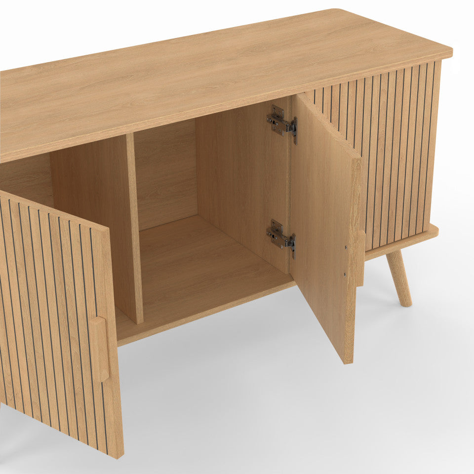 Buffet FAUSTINE 3 portes effet lattes – L110 cm