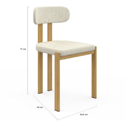 Lot de 2 chaises Elsa en tissu beige et pieds métal