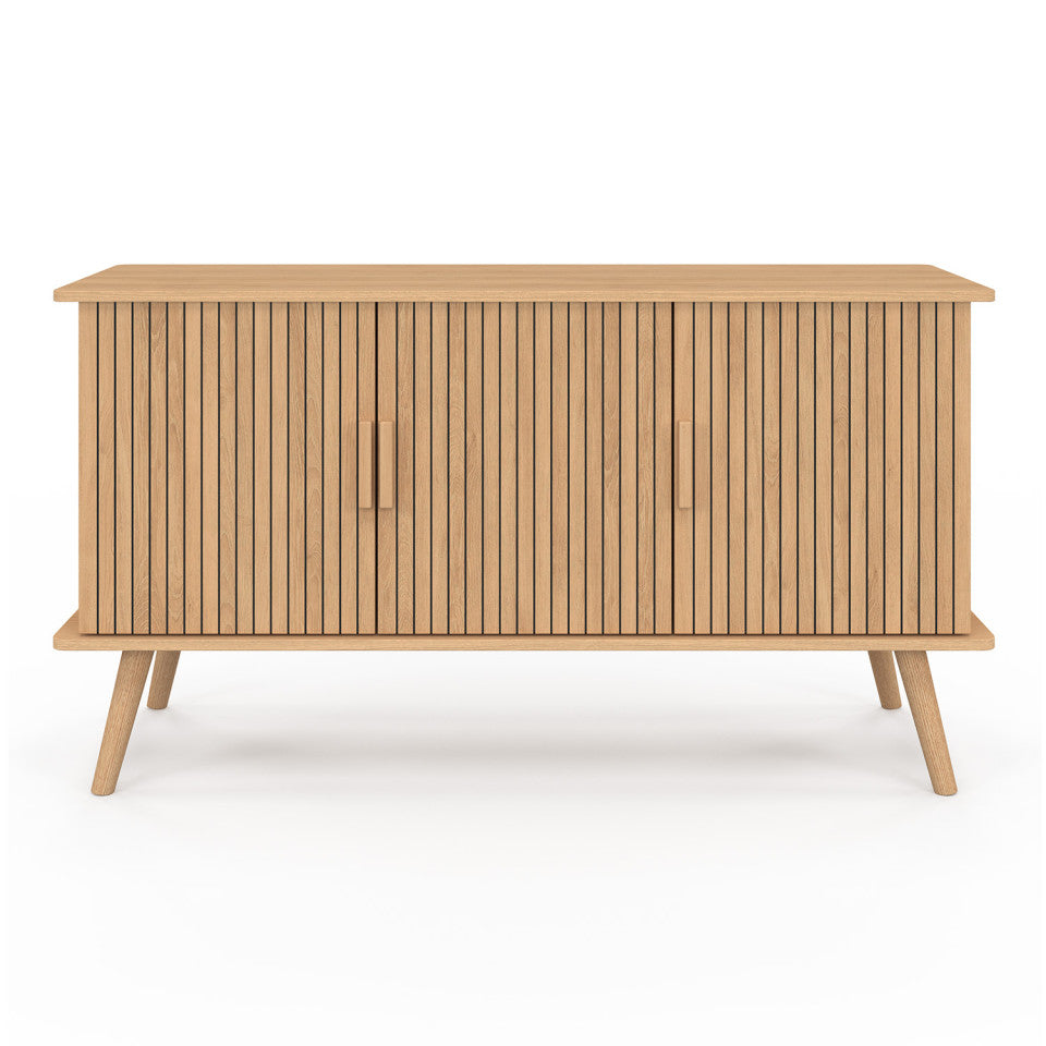 Buffet FAUSTINE 3 portes effet lattes – L110 cm