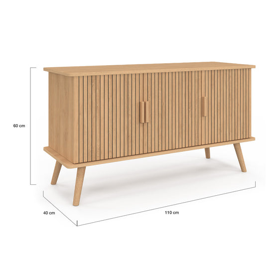 Buffet FAUSTINE 3 portes effet lattes – L110 cm