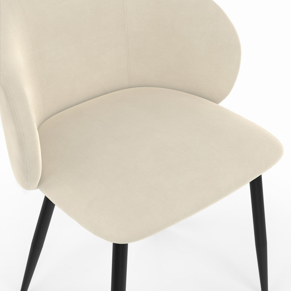 Lot de 4 chaises Léona en velours beige et pieds métal