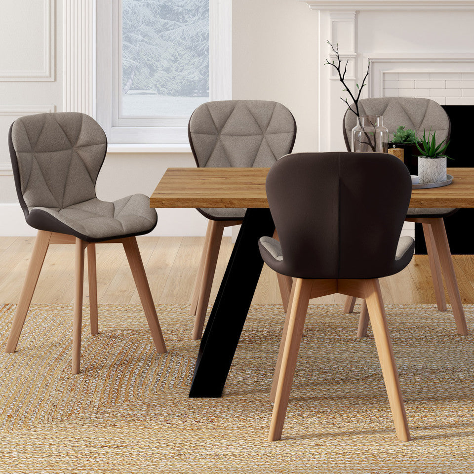 Lot de 4 chaises Gladys taupe et marron