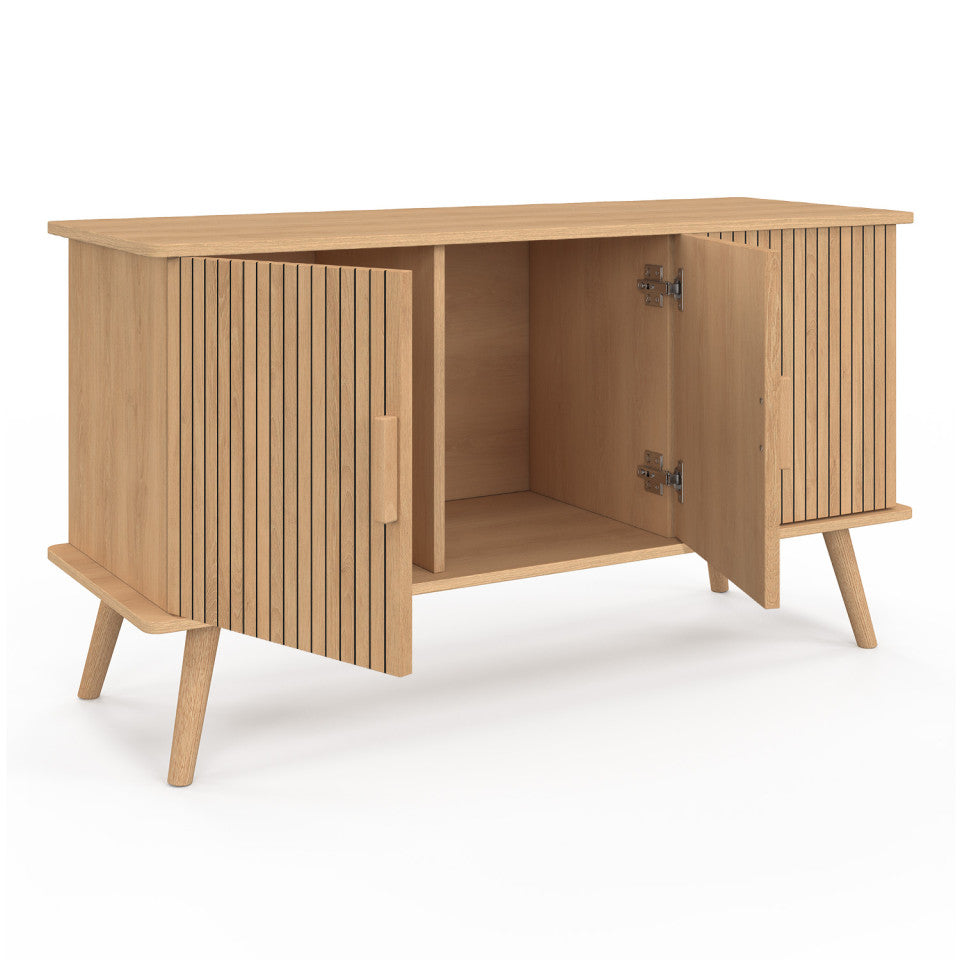 Buffet FAUSTINE 3 portes effet lattes – L110 cm