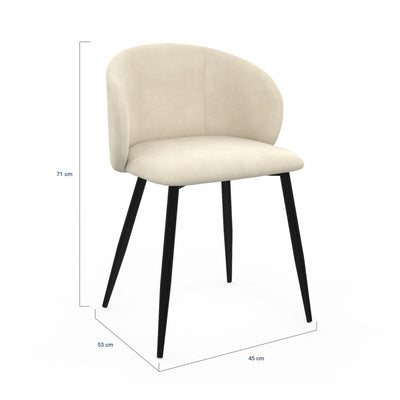 Lot de 4 chaises Léona en velours beige et pieds métal