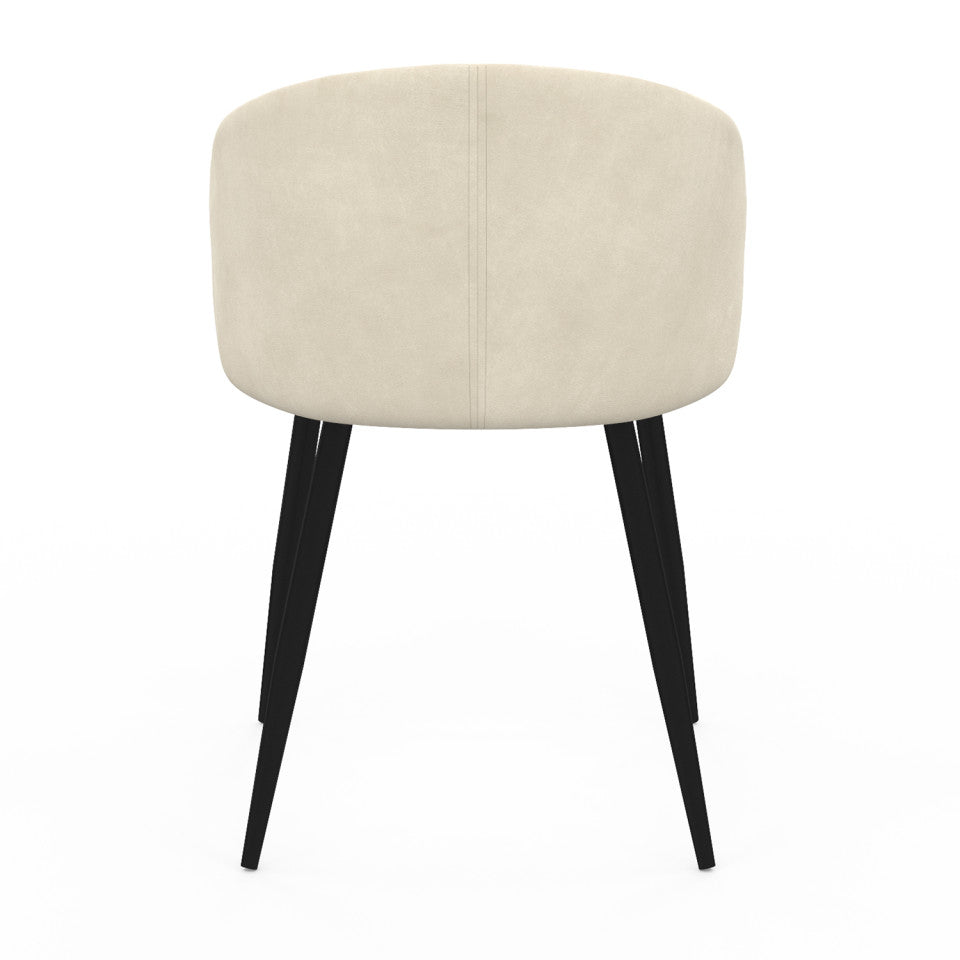 Lot de 4 chaises Léona en velours beige et pieds métal