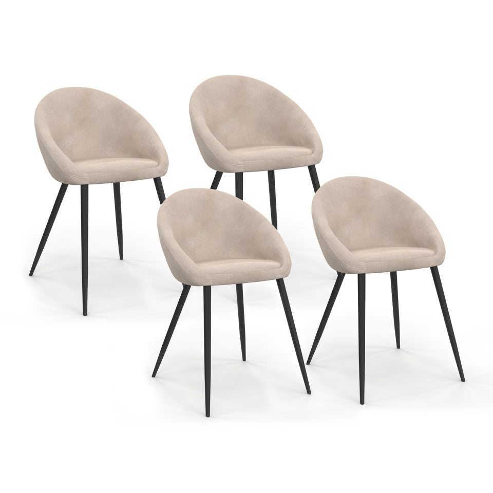 Lot de 4 chaises Dory en velours taupe et pieds métal Noirs