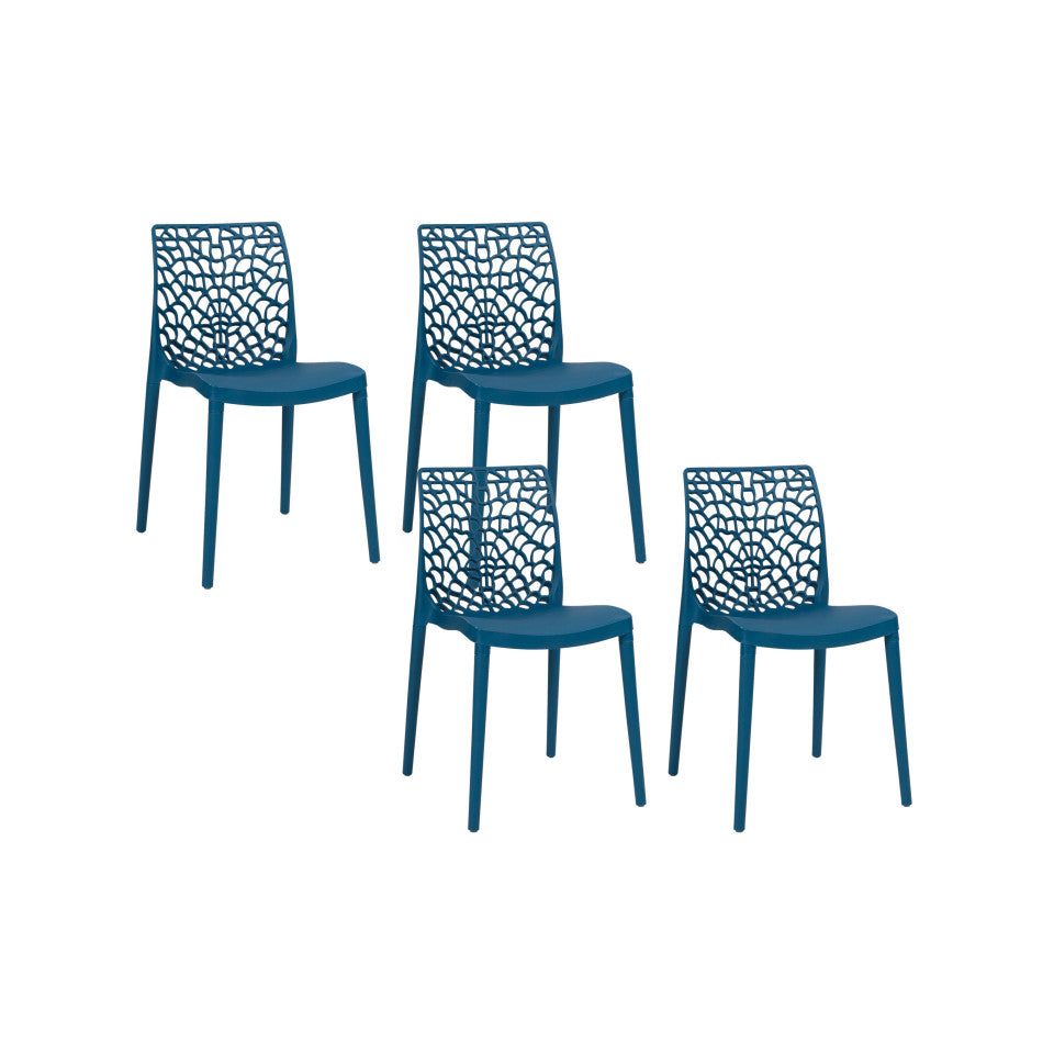 Lot de 4 chaises Dahlia bleu canard