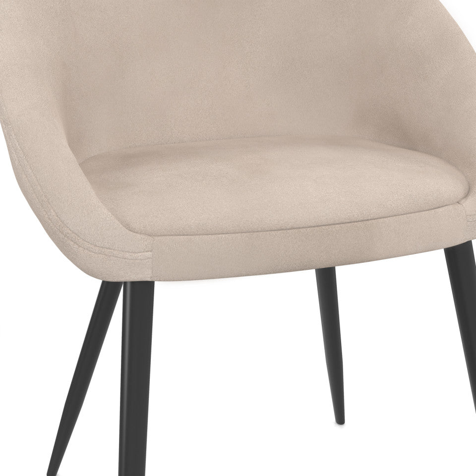 Lot de 4 chaises Dory en velours taupe et pieds métal Noirs