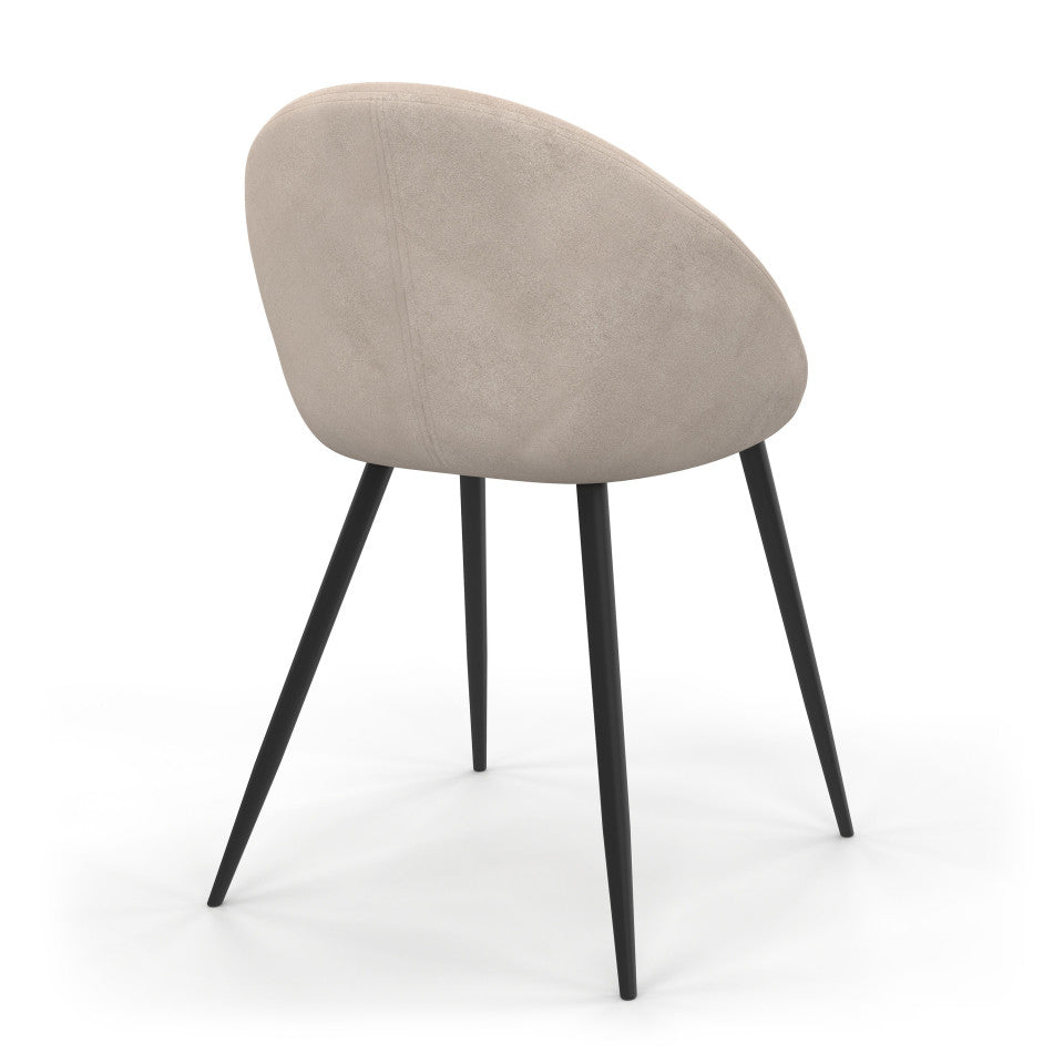 Lot de 4 chaises Dory en velours taupe et pieds métal Noirs