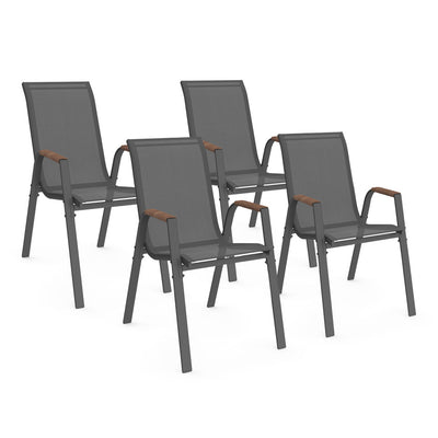 Lot de 4 chaises de jardin Ozéa en textilène et rotin