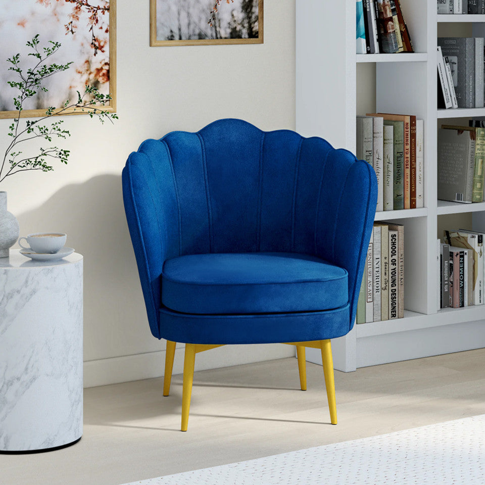 Fauteuil Arielle Bleu pieds dorés