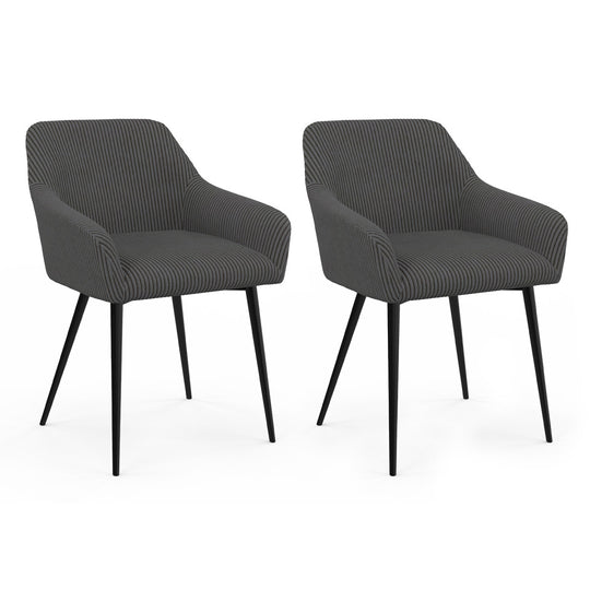 Lot de 2 fauteuils JENNY en velours côtelé gris foncé et pieds métal
