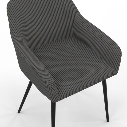 Lot de 2 fauteuils JENNY en velours côtelé gris foncé et pieds métal
