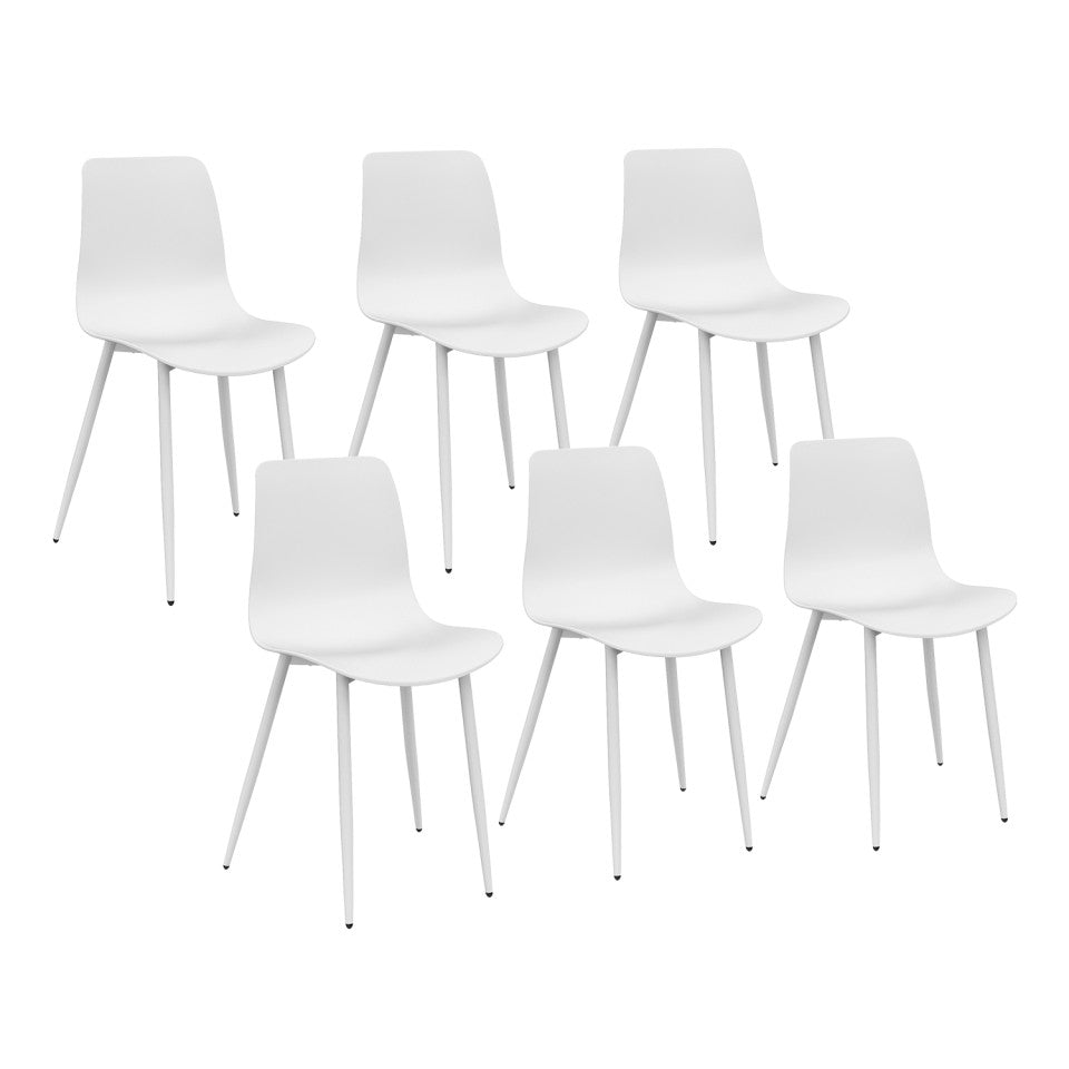 Lot de 6 chaises Nala blanches et pieds métal