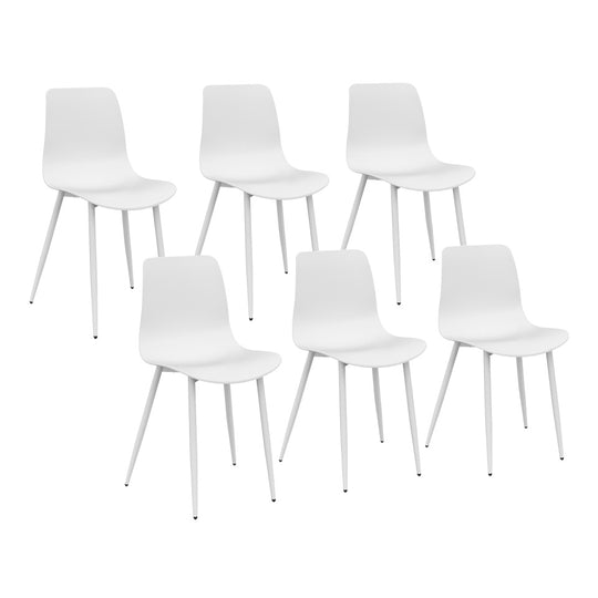 Lot de 6 chaises Nala blanches et pieds métal
