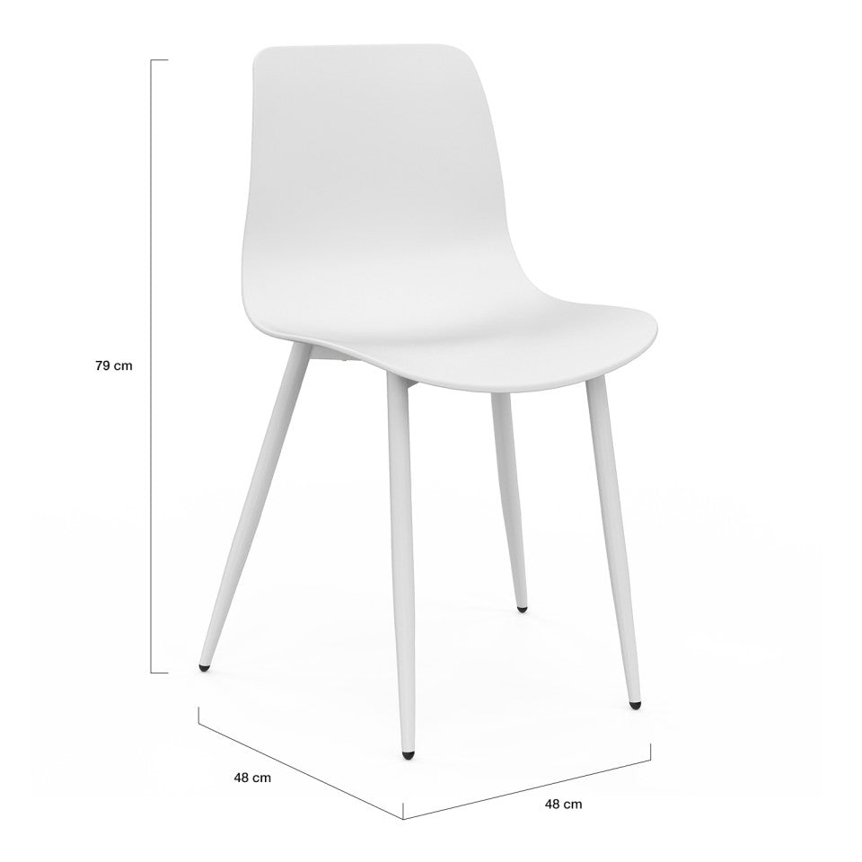 Lot de 6 chaises Nala blanches et pieds métal
