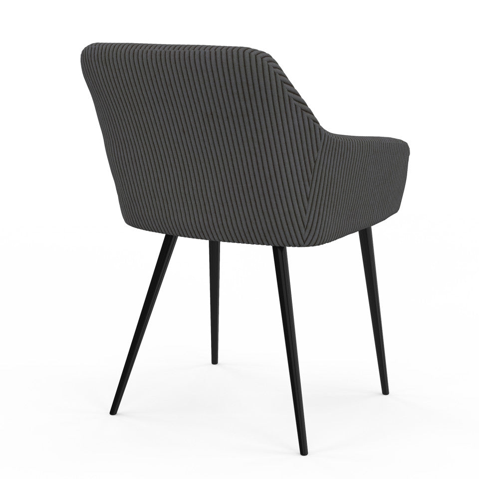 Lot de 2 fauteuils JENNY en velours côtelé gris foncé et pieds métal