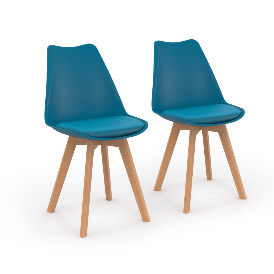 Lot de 2 chaises scandinaves Nordia bleu canard