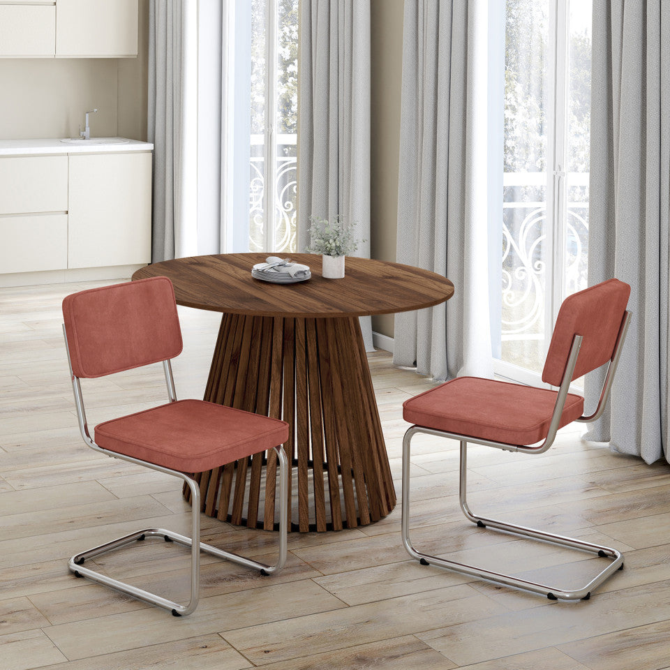 Lot de 4 chaises Naya en velours terracotta et pied métal