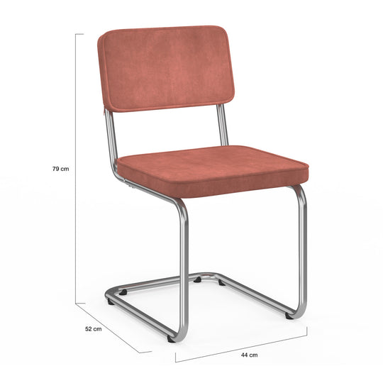 Lot de 4 chaises Naya en velours terracotta et pied métal