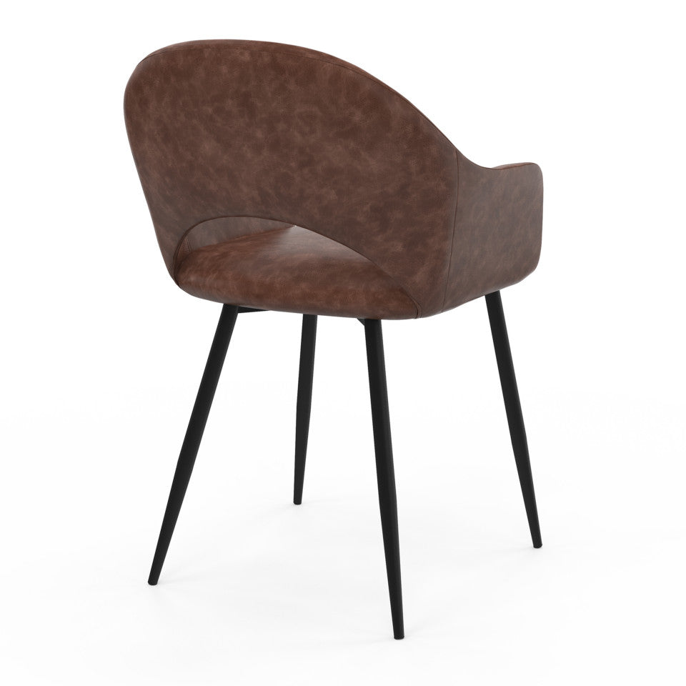 Lot de 2 chaises Rebeca avec accoudoirs marron vintage