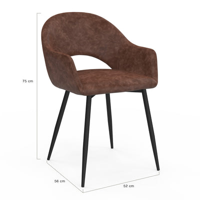 Lot de 2 chaises Rebeca avec accoudoirs marron vintage