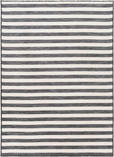HOFU Tapis d'Extérieur/Intérieur Rayé Noir/Ivoire 80x150