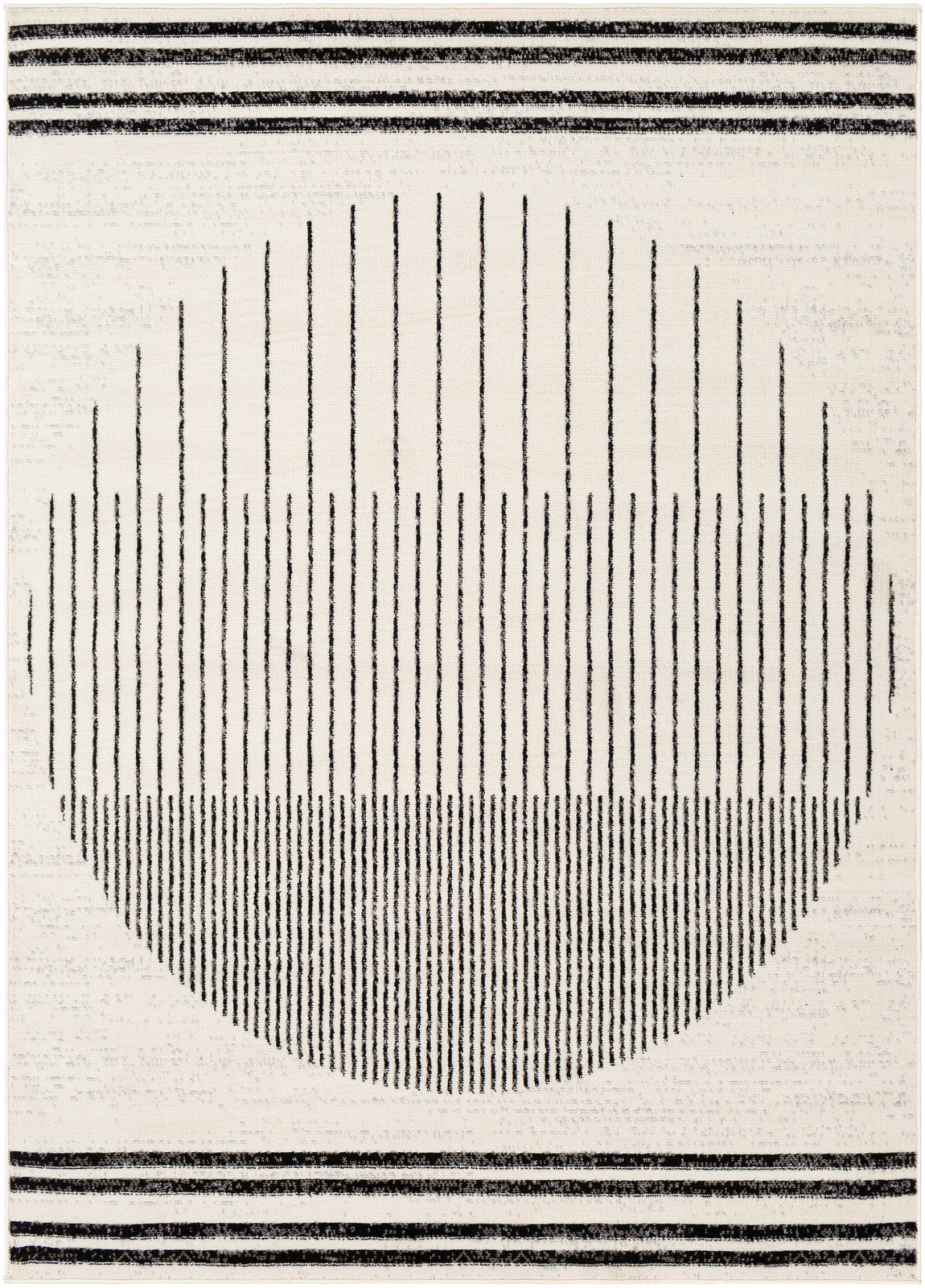 Tapis SURYA Enso scandinave, motif disque de lignes fines, blanc cassé et noir, vue 7