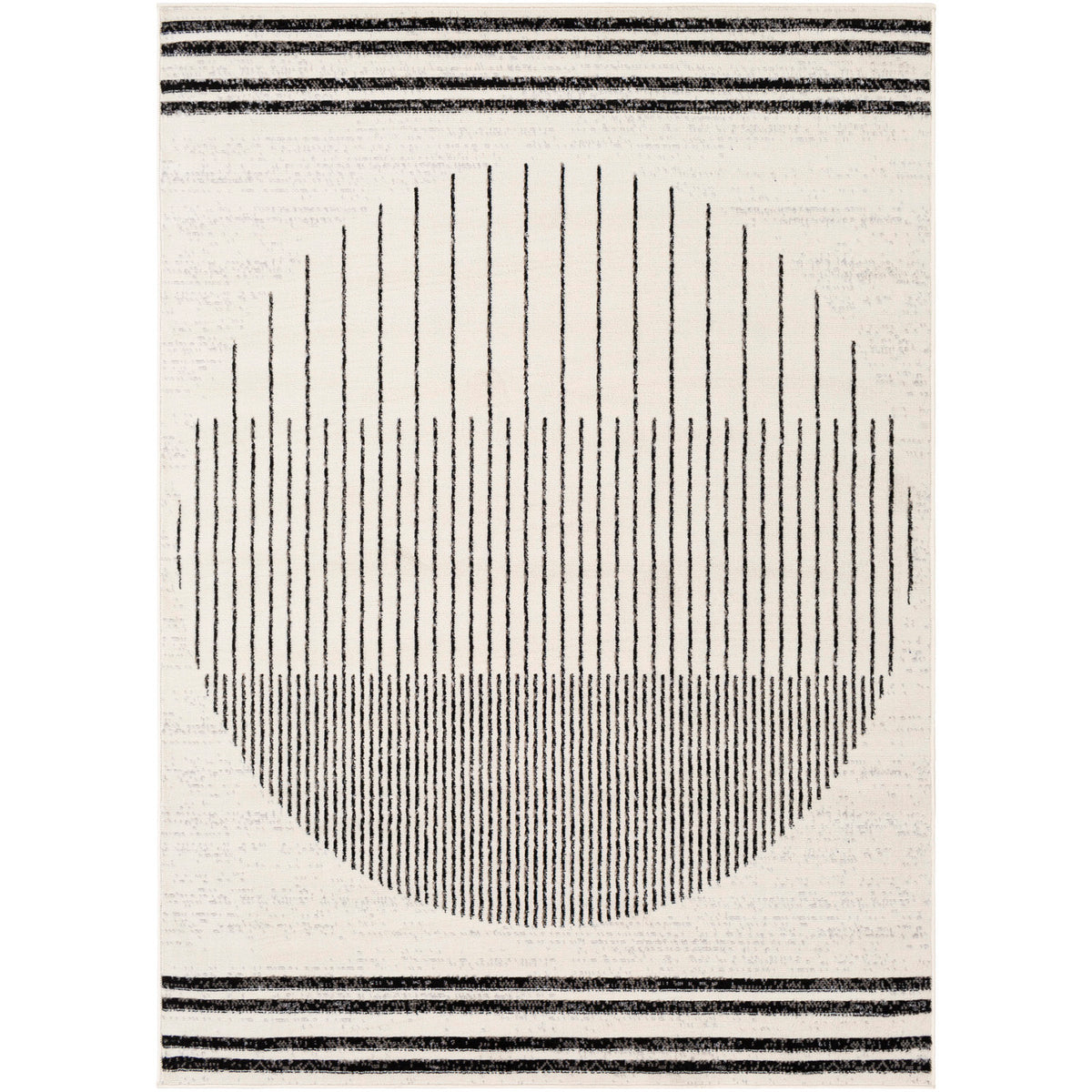 Tapis SURYA Enso scandinave, motif disque de lignes fines, blanc cassé et noir, vue 6