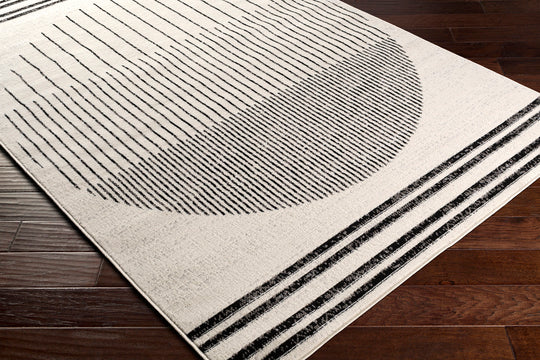 Tapis Rond Scandinave Moderne Blanc/Noir Rond Santiago